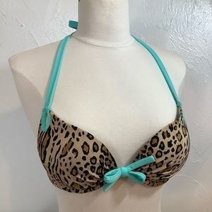 VS animal print push up bikini top size 34B EUC